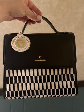 Spartina 449 Black & White Checker Top-Handle Satchel